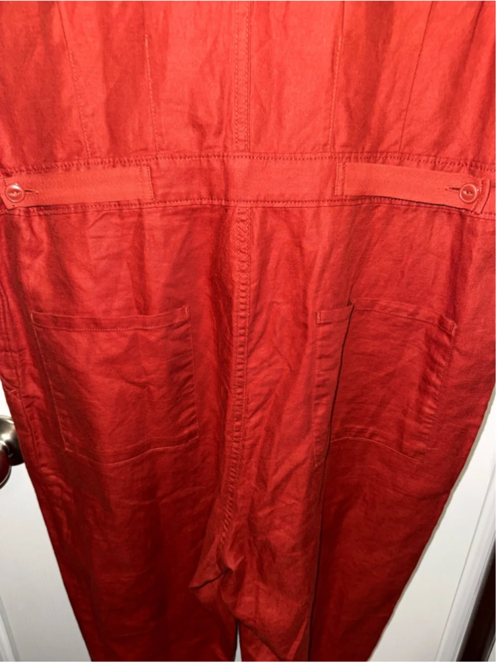 Quince Linen Organic Cotton Utility Jumpsuit Terracotta Size M